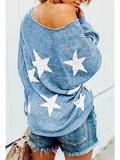 Women's Star Print Scoop Neck Lightweight Sweater