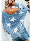 Women's Star Print Scoop Neck Lightweight Sweater