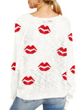 Women's Star Print Scoop Neck Lightweight Sweater