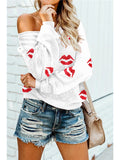 Women's Star Print Scoop Neck Lightweight Sweater