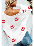 Women's Star Print Scoop Neck Lightweight Sweater
