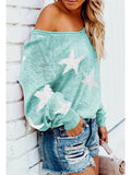 Women's Star Print Scoop Neck Lightweight Sweater