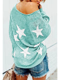 Women's Star Print Scoop Neck Lightweight Sweater