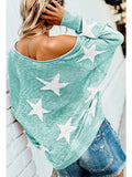 Women's Star Print Scoop Neck Lightweight Sweater