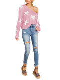 Women's Star Print Scoop Neck Lightweight Sweater