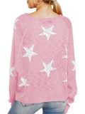 Women's Star Print Scoop Neck Lightweight Sweater