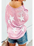 Women's Star Print Scoop Neck Lightweight Sweater