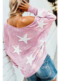 Women's Star Print Scoop Neck Lightweight Sweater