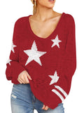 Women's Star Print Scoop Neck Lightweight Sweater