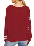 Women's Star Print Scoop Neck Lightweight Sweater