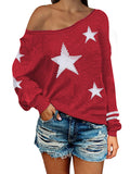 Women's Star Print Scoop Neck Lightweight Sweater