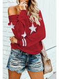 Women's Star Print Scoop Neck Lightweight Sweater