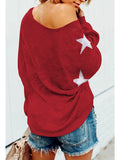Women's Star Print Scoop Neck Lightweight Sweater