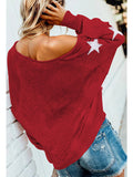 Women's Star Print Scoop Neck Lightweight Sweater