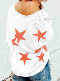 Women's Star Print Scoop Neck Lightweight Sweater