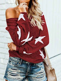 Women's Star Print Scoop Neck Lightweight Sweater