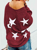 Women's Star Print Scoop Neck Lightweight Sweater