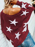 Women's Star Print Scoop Neck Lightweight Sweater