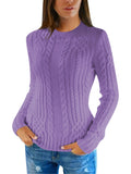 PSE2766PE-L, PSE2766PE-M, PSE2766PE-S, PSE2766PE-XL, Pueple Women's Slim Twisted Cable Knit Crew Neck Sweater