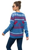 Christmas Reindeer Pullover Sweater Crew Neck Blue