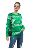 Womens Reindeer Christmas Sweater Long Sleeve Green
