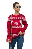 Womens Christmas Reindeer Print Pullover Sweater Red
