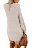 Women's Lantern Sleeve Dresses Crewneck Oversized Pullover Sweater Mini Dress