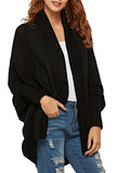 Open Front Plain Knit Cardigan Black