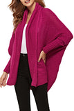 Shawl Oversized Cardigan Sweater Rose Red