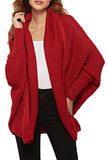 Open Front Shawl Collar Cardigan Red