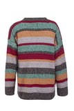 Drop Shoulder Striped Pullover Sweater Green