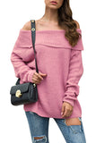 Solid Off Shoulder Oversized Sweater Pink