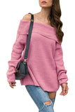 Solid Off Shoulder Oversized Sweater Pink