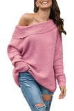 Solid Off Shoulder Oversized Sweater Pink