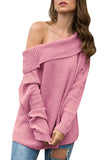 Solid Off Shoulder Oversized Sweater Pink