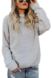 Twist Knit Pullover Sweater Light Grey