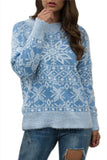 Snowflake Christmas Knit Pullover Sweater Blue