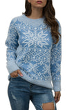 Snowflake Christmas Knit Pullover Sweater Blue