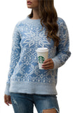 Snowflake Christmas Knit Pullover Sweater Blue
