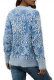 Snowflake Christmas Knit Pullover Sweater Blue