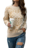 Christmas Snowflake Pullover Sweater Khaki