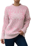 Snowflake Christmas Pullover Sweater Pink