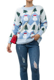 Christmas Tree Snowman Sweater Color Black Blue
