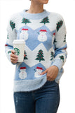 Christmas Tree Snowman Sweater Color Black Blue
