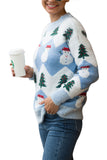 Christmas Tree Snowman Sweater Color Black Blue