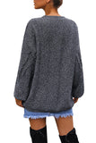 Ripped Oversized V Neck Sweater Gray