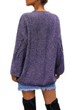 Frayed V Neck Pullover Jumper Purple