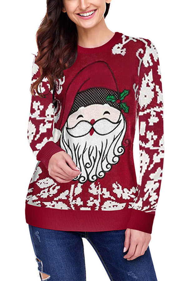 Santa Clause Pullover Ugly Christmas Sweater Red
