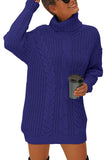 Turtleneck Cable Knit Long Sleeve Sweater Dress