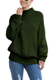 Plain Mock Neck Pullover Sweater Olive